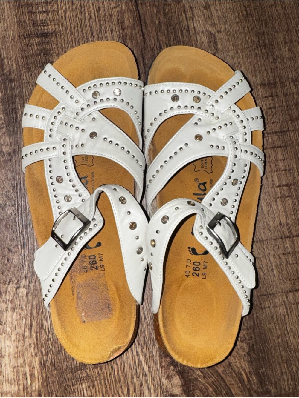 Betula by Birkenstock White Studded Sandals